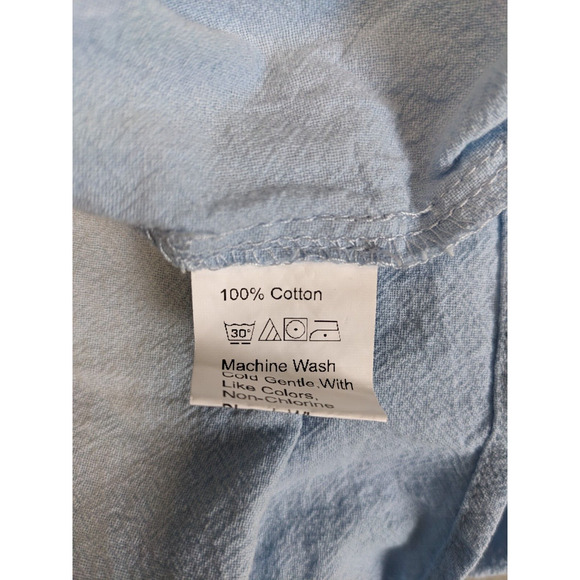 Amorini Size XS Baby Doll Tiered Shift Dress Light Blue Cotton Short Sleeves - Picture 14 of 14